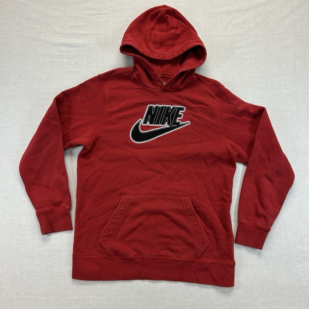 Nike Boys Club Fleece Pullover Hoodie Red Youth XL 18-20 Graphic Swoosh Casual